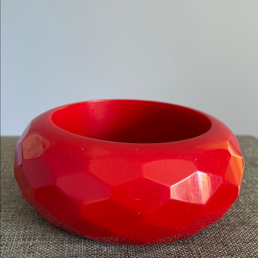 Vintage; Big, Bold and Red Faceted Bangle